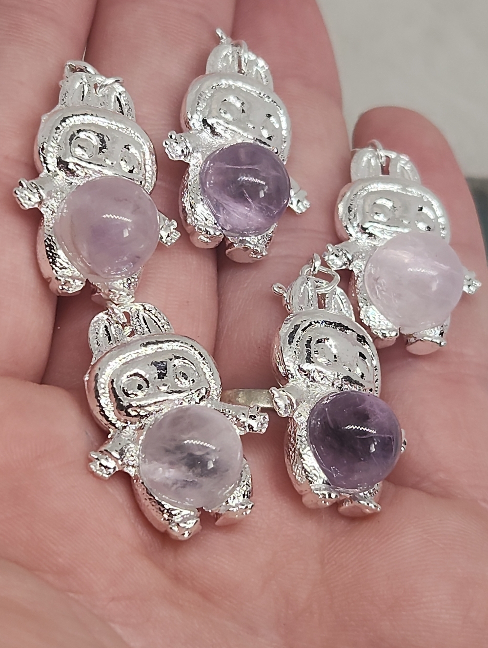 Amethyst Pendant | Labubu Inspired Crystal Charm | Purple Stone Jewelery - Picture 2 of 7